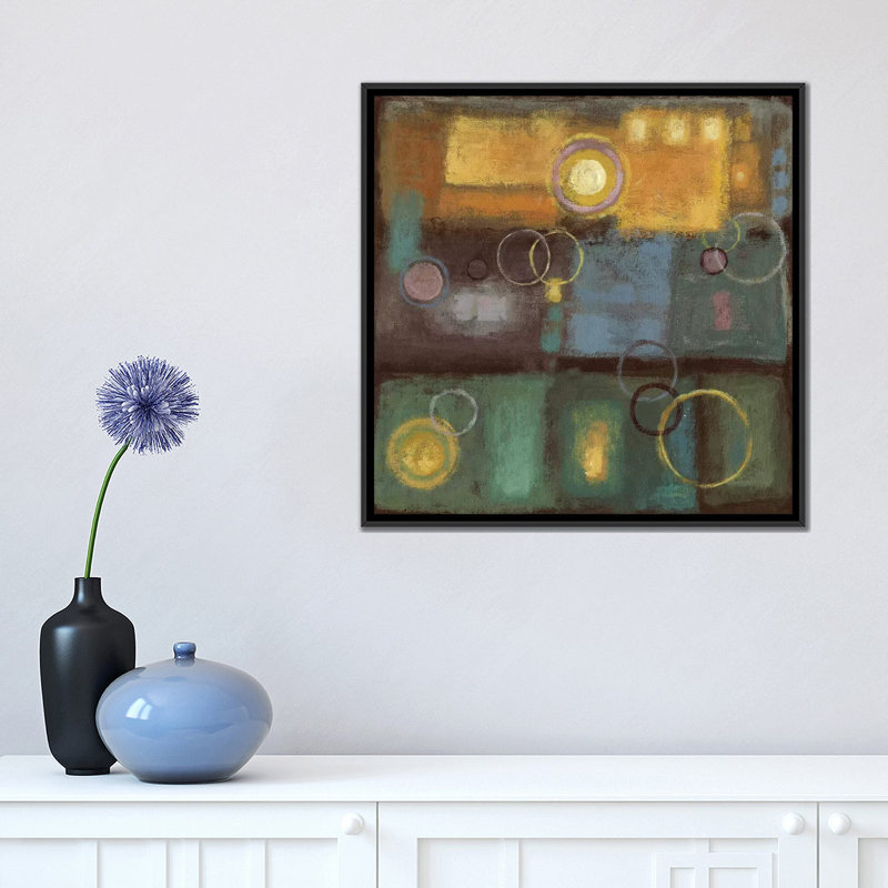 « little pieces ii », impression sur toile, H 26 po x l 26 po x P 1,5 po, Toile avec cadre noir, Pas de tapis