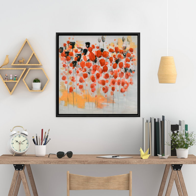 " Abstract Red Dotted Flowers Field "