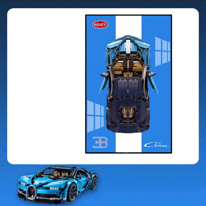 Voiture d'assemblage avec affiche, art mural
