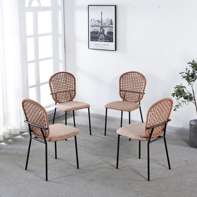 Keeyon Dining chair set of 4, Black, Dark Brown