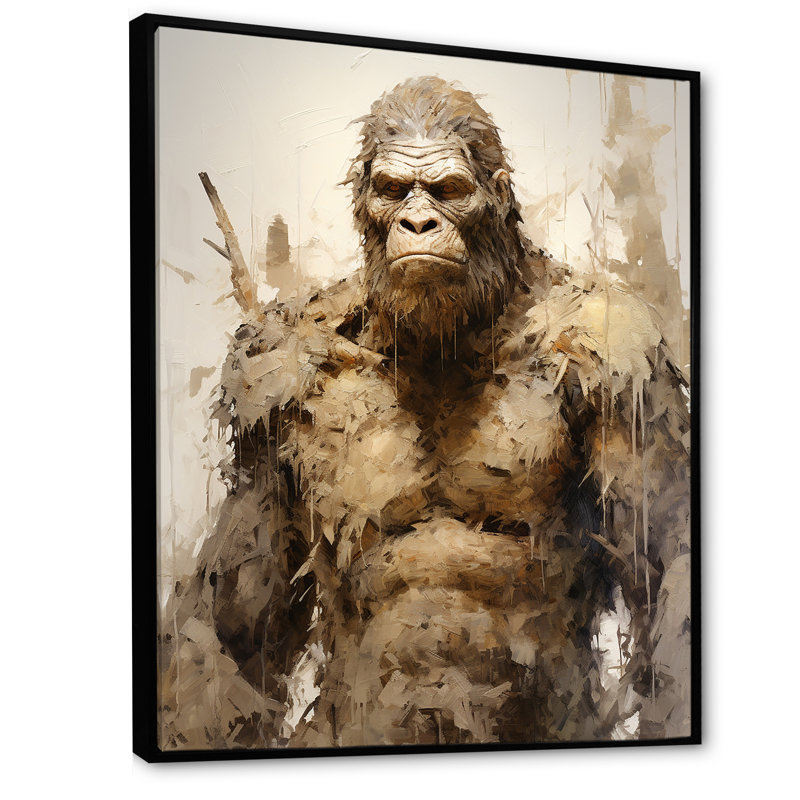Angry Bigfoot I - impression sur toile Bigfoot, Cadre flottant noir, H 44 po x l 34 po x P 1,5 po