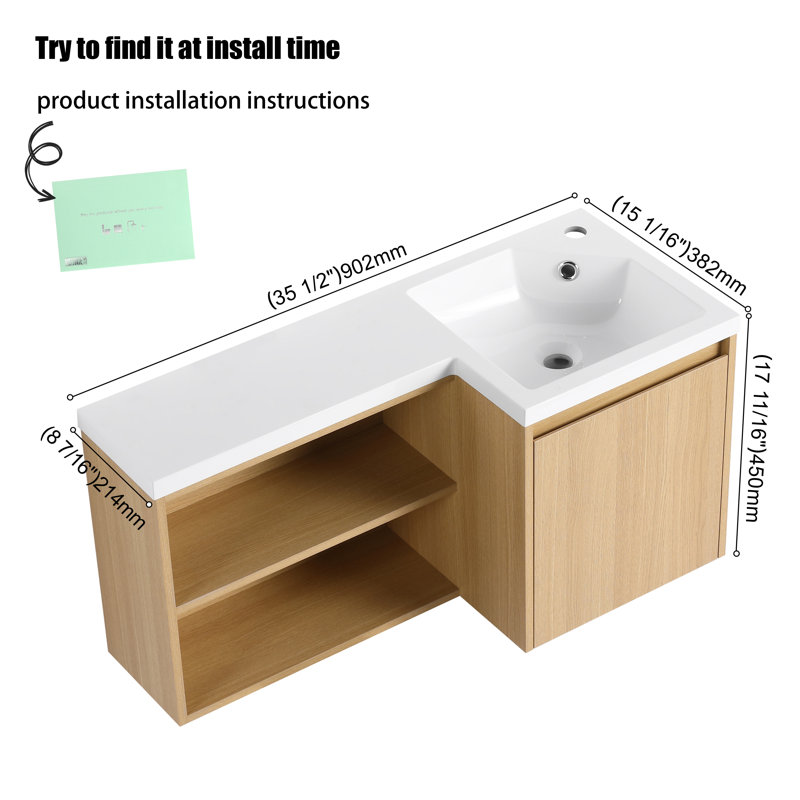 Meuble-lavabo simple 36 po avec plateau en résine, Right