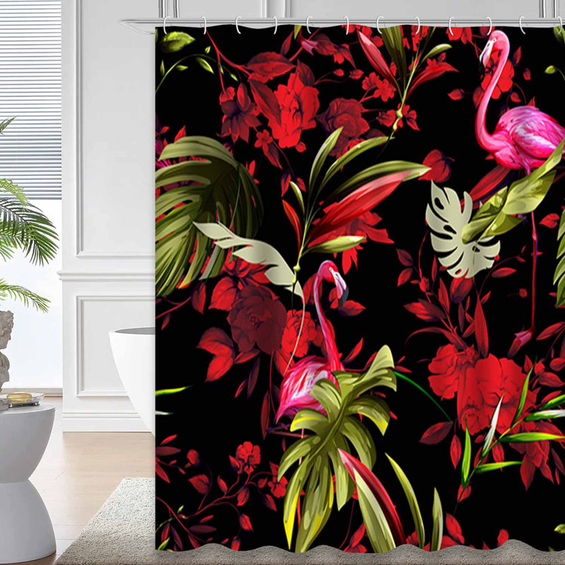 Rideau de douche imperméable Flamingo Florals, L 72 po x l 72 po