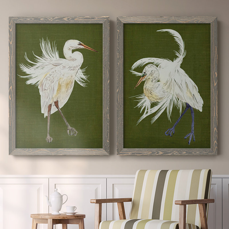 Heron Plumage I-Premium, toile encadrée - prête à être accrochée, H 27,5 po x l 75 po x P 1,5 po, Gris