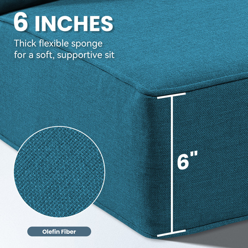 6" Thick Outdoor Cushions 22X24x6, Deep Seat Patio Cushions With Removable Cover, Waterproof & Fade Resistant Replacement For Wicker Chair, Loveseat, Sofa