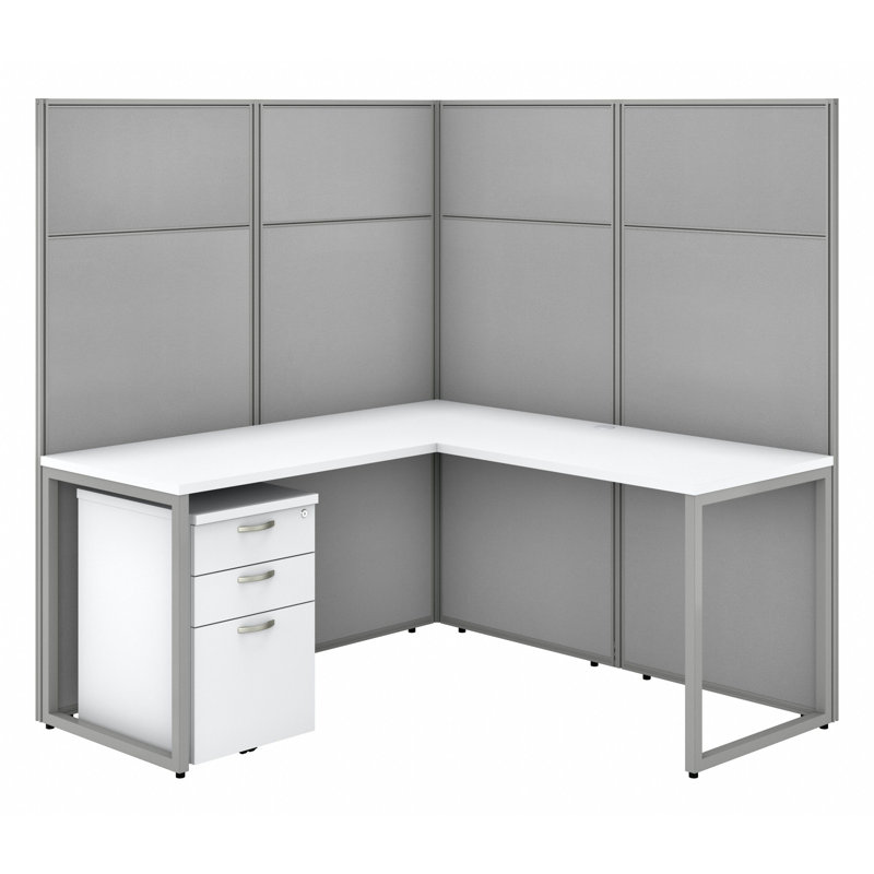 Bureau en L Easy Office - Bureau réversible, Blanc pur