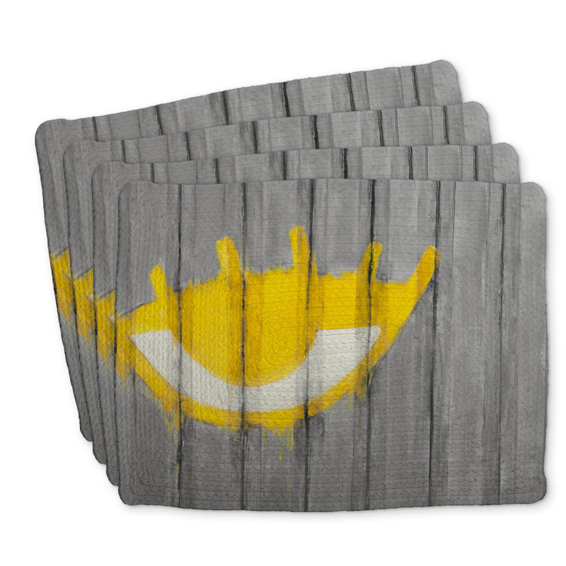 Ensemble de 4 napperons en polyester tressé Yellow Eye Graffiti