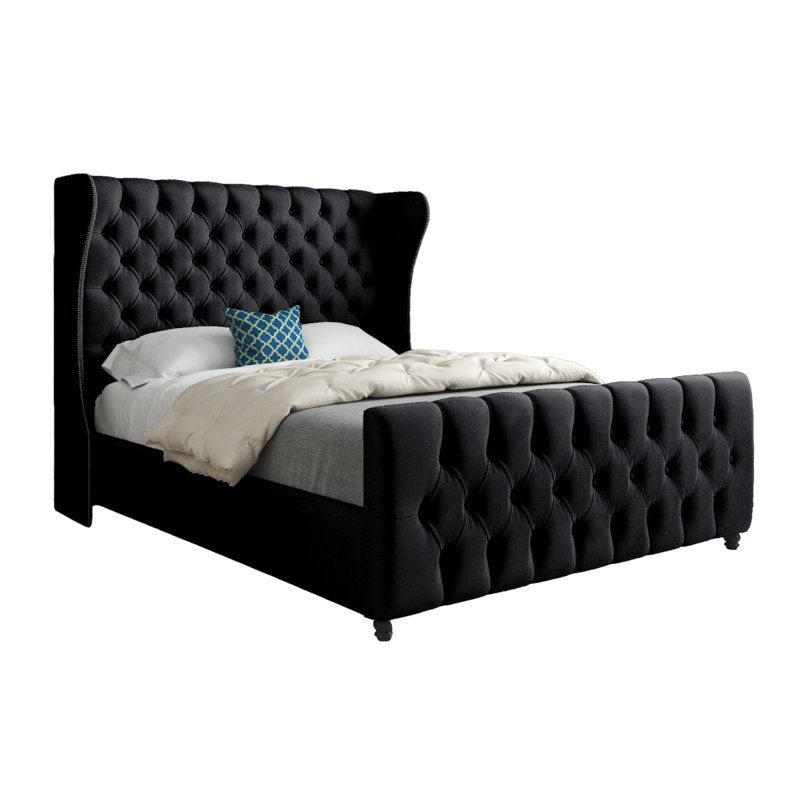 Alecto Upholstered Bed, Black, Small Single (2'6)