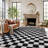 Block Pattern Shag Rug – Anthracite Dark Gray – Medium Pile, Durable & Easy To Maintain-1420581138