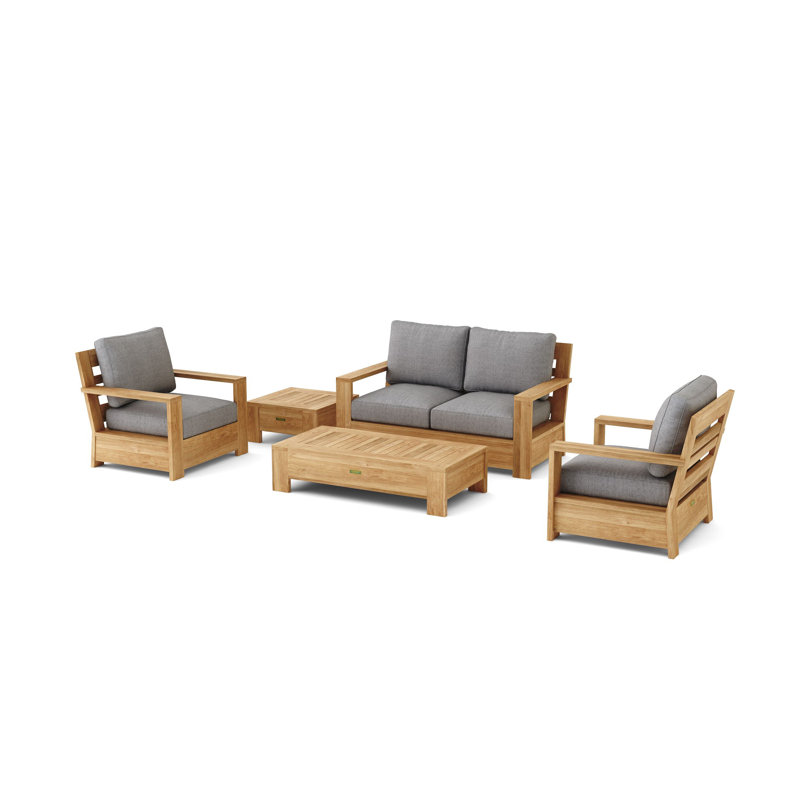 Madera Outdoor 13 - Piece Teak Conversation Set, Cast Slate