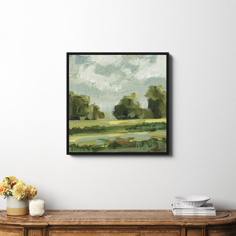 Abstrait paysage paire 12 par Miss Mustard Seed, Non, H 30 po x l 30 po x P 2 po, Toile encadrée noire