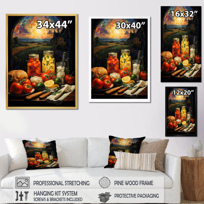 «French Cuisine Landscape Harmoney I», reproduction d'art sur toile, H 20 po x l 12 po x P 1 po, Cadre flottant doré