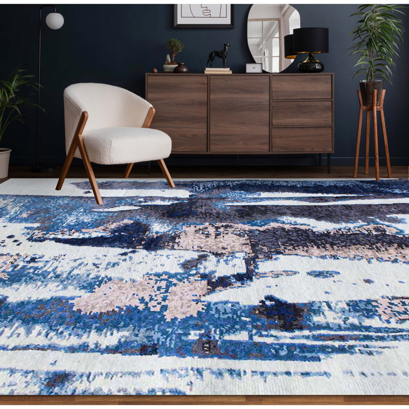 Wool Abstract Area Rug, Rectangle 8' x 10'