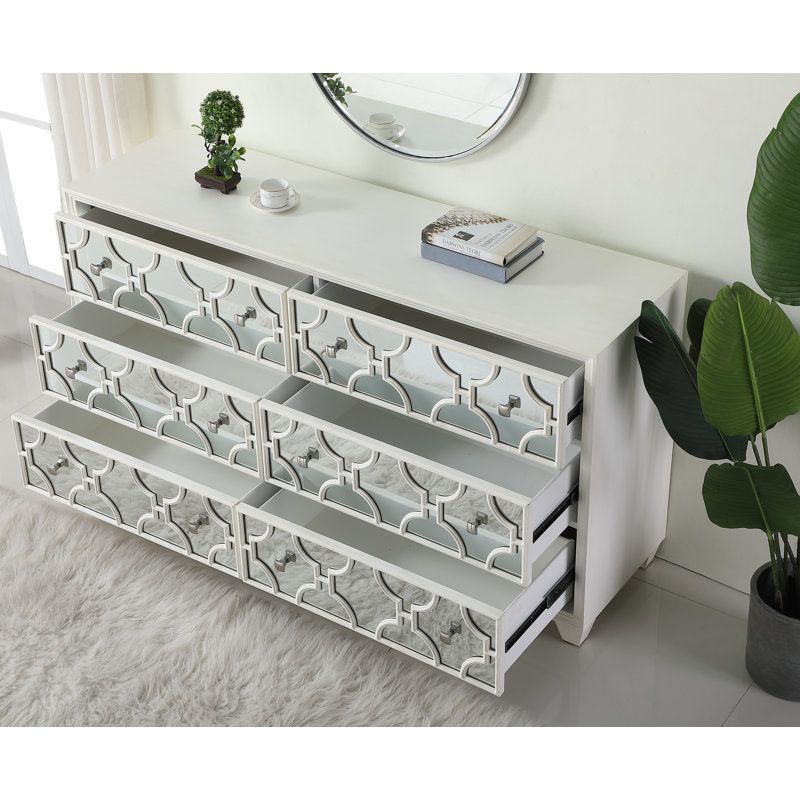 64'' W 6 - Drawer Dresser, Antique White