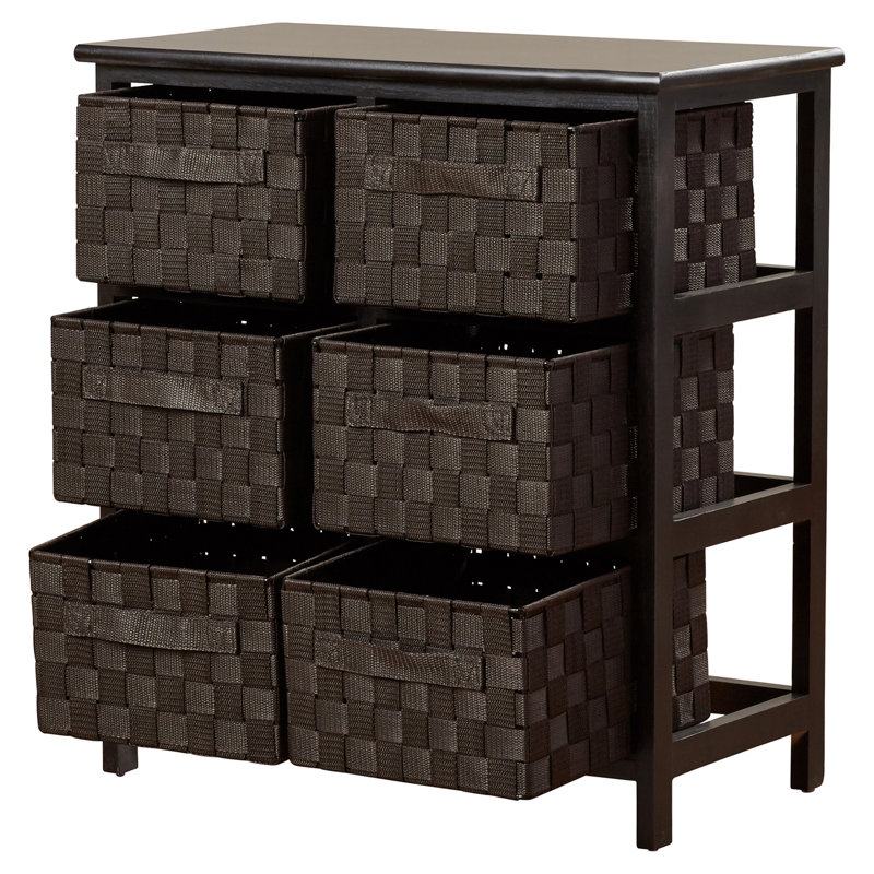Commode de rangement 6 tiroirs Sickles, Espresso noir