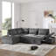 Canapé modulaire escamotable de 107 po, en forme de L, avec sièges larges, repose-pieds avec rangement à mouvement libre, combinaison libre, canapé surdimensionné en chenille pour salon et appartement, 2 couleurs