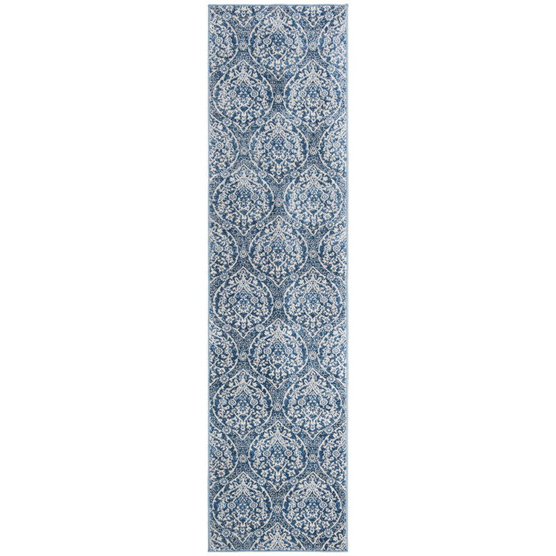 Tapis bleu marine / gris clair Avira, Tapis de couloir 2 pi x 12 pi
