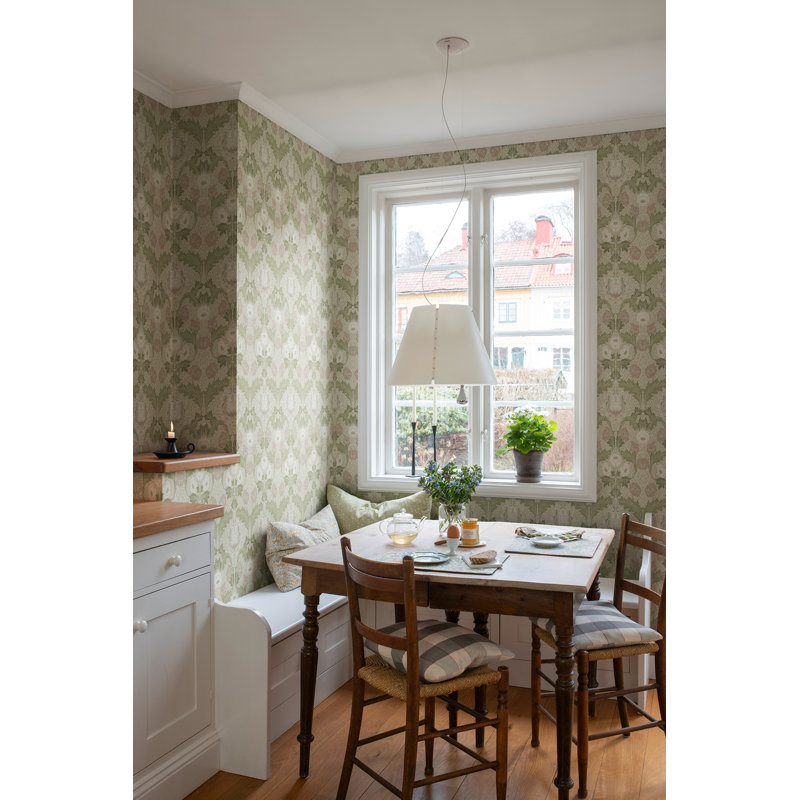 Myrtle Mauve Floral Ogee Wallpaper, Purple