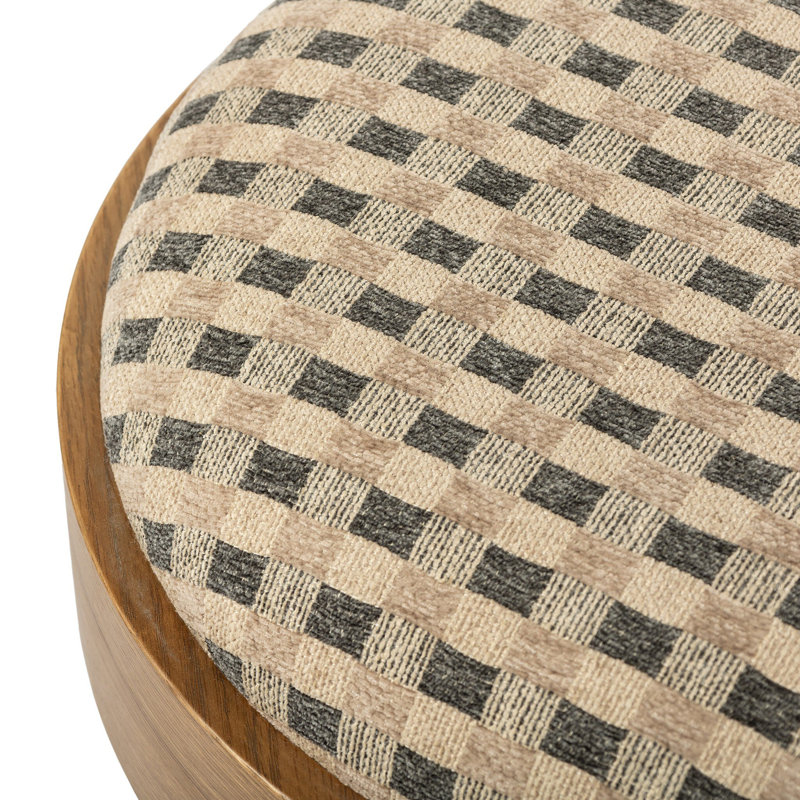 LOUISE Upholstered Accent Stool, Warm Oak, Firefinch Fawn