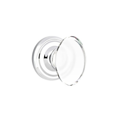 Ensemble de boutons d'intimité Emtek avec rosette régulière et bouton en verre Hampton