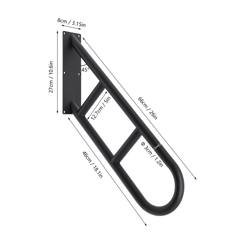 Rampes d'escalier murales 26 ", Noir mat