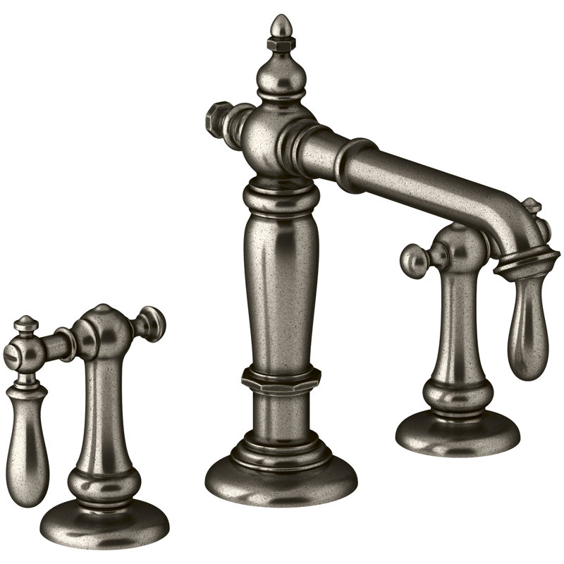 Robinet de salle de bain à large entraxe avec bonde Artifacts®, Nickel rétro