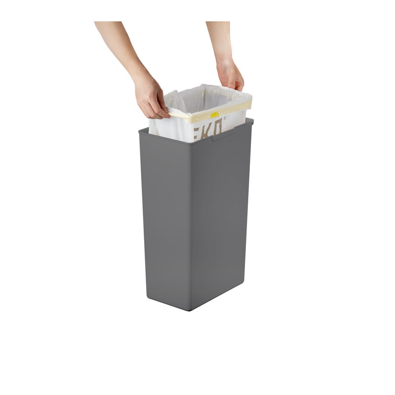 Morandi Touch Top Rubbish Bin, Grey, 40 L, 61cm H x 23cm W x 35.5cm D