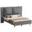 Corduroy Upholstered Bed with  Tall Upholstered Headboard-1119244439-1119244426