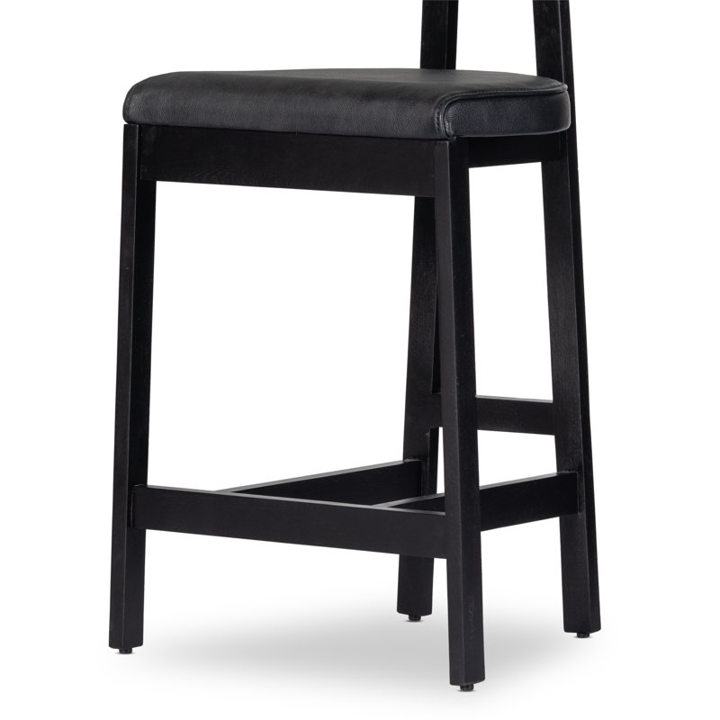 Easah Leather Bar & Counter Stool, Bar Stool (30” Seat Height), Black