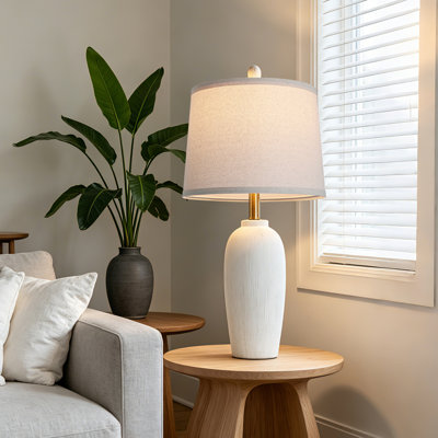 Ensemble de lampes de chevet en céramique de 66 cm avec abat-jour en tissu, lampes de chevet modernes pour chambre et salon