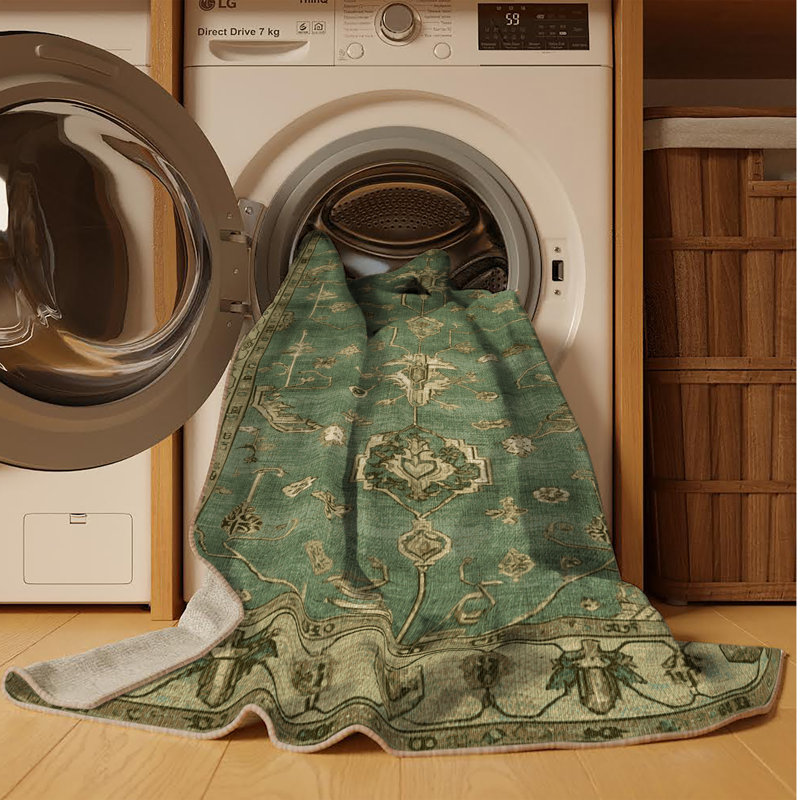 Tapis brun lavable à la machine, Rond 4 pi