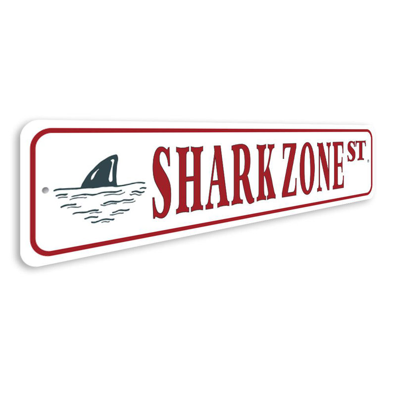 Plaque en aluminium Shark Street, H 4 po x l 18 po x P 0,04 po