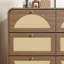 Commode avec façade en rotin, commode à panneaux de particules larges, armoire de rangement moderne en bois pour le salon de la chambre à coucher-129865285-129865283