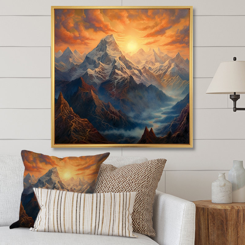 Mystical Glorious Mountain, Cadre flottant doré, H 24 po x l 24 po