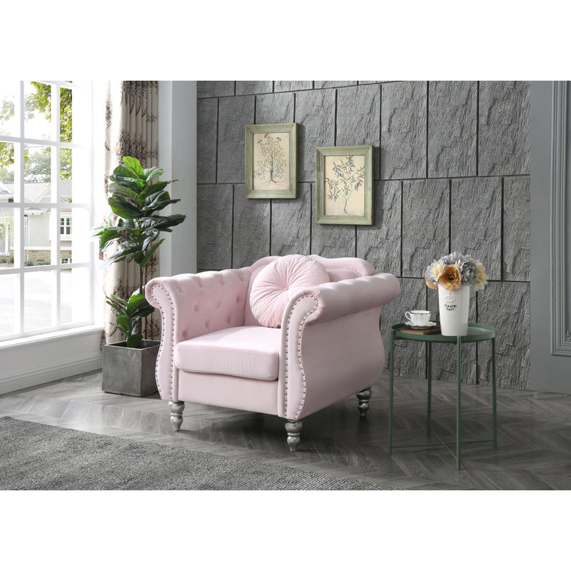 Farney Velvet Swivel Armchair, Pink Velvet