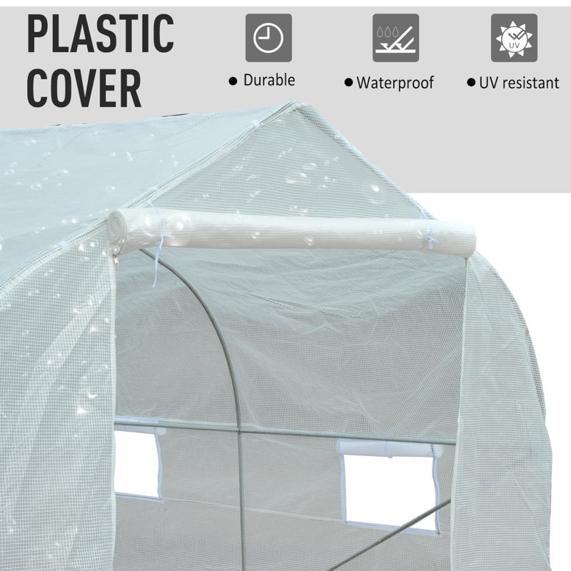 11.5' x 10' White Outdoor Walk-In Greenhouse with Steel Frame