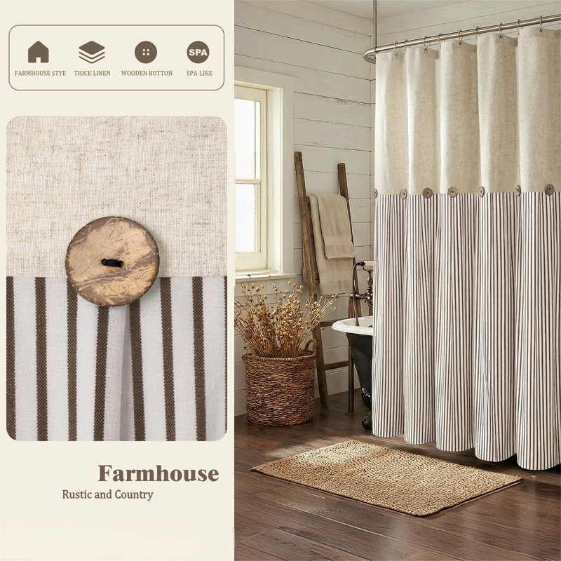 Rideau de douche en lin Farmhouse