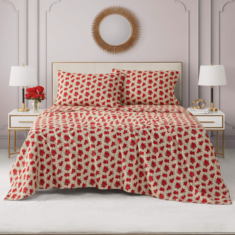 Juicy Couture Printed Microfiber Sheet Set, King, Rose Leopard