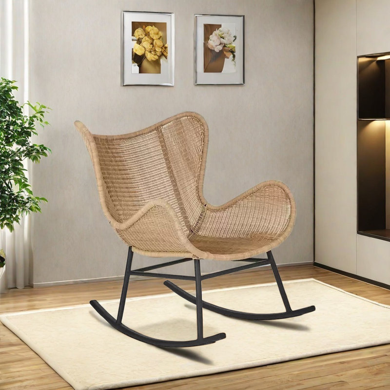 Hand-woven PE cane rocking chair