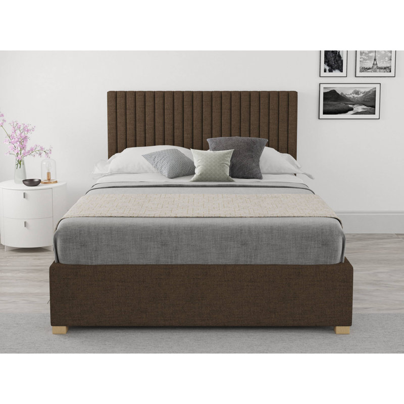 Chevy Upholstered Ottoman Storage Bed, Kingsize (5'), Chocolate