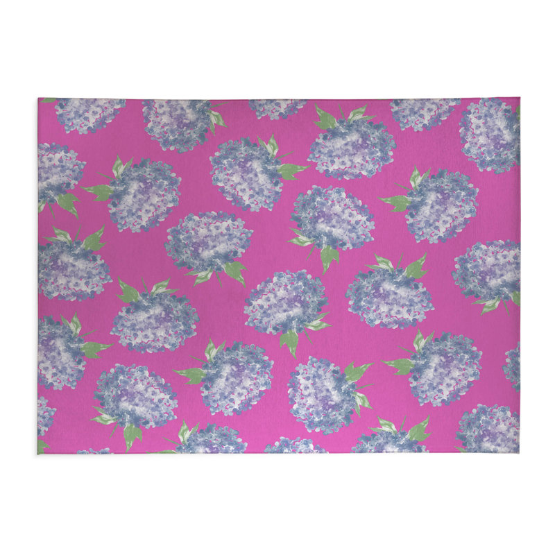Hydrangea Love Decorative Outdoor Rug, Rectangle 5' x 7', Pink