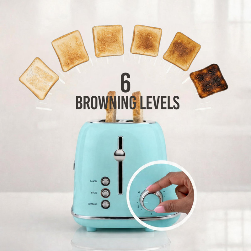 Classic Retro 4- Slice Toaster, Aqua, Aqua