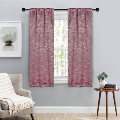 Finklea Floral Pattern Polyester Light Filtering/Room Darkening Rod Pocket Curtain Panels