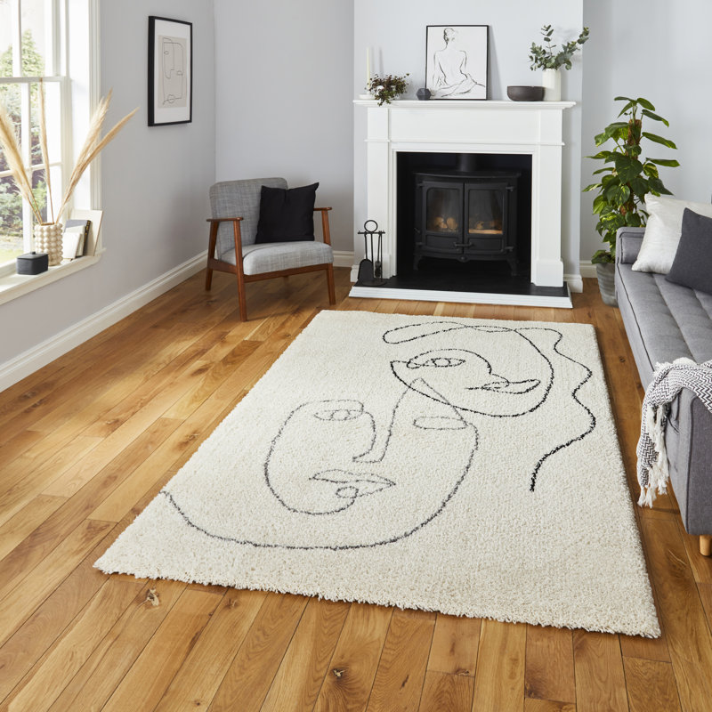 Handwoven Cream/Grey Rug, Rectangle 120cm x 170cm