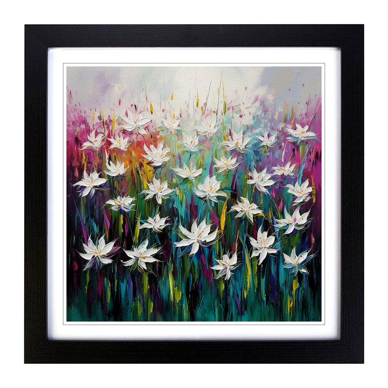 Lily Flower Color Field Painting No.3 - Framed Print, Black