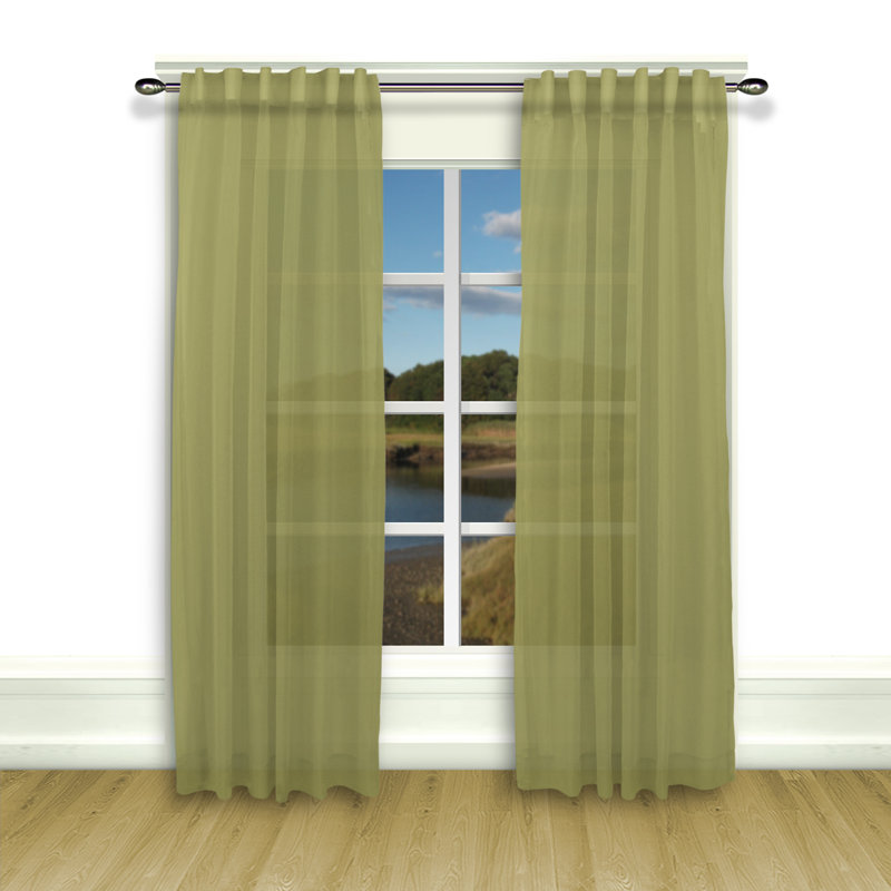 Paire de rideaux semi-transparents Aonan, L 52 po x L 63 po, Olive