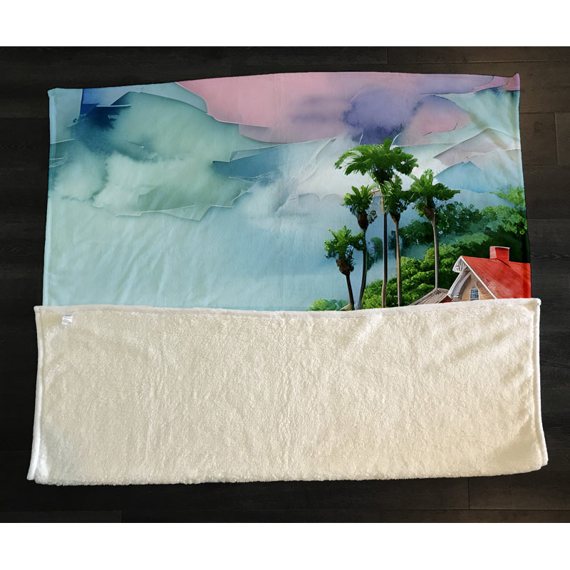 Throw Blanket, 68" W x 80" L, Abstract, Blue/Green/Red/Purple