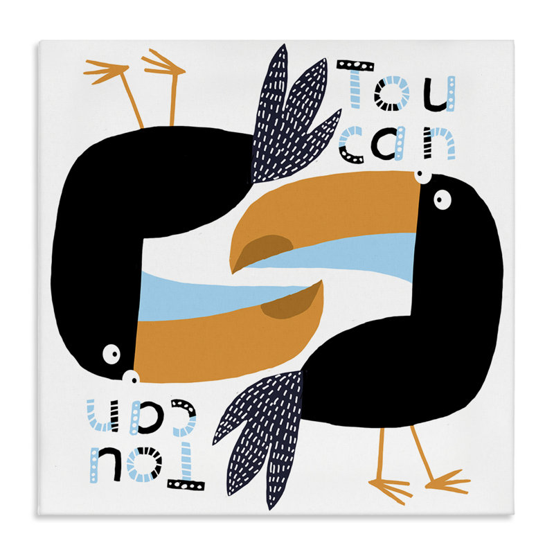 Art mural sur toile, "Tropical toucan oiseaux" par Carla Daly, H 36 po x l 36 po