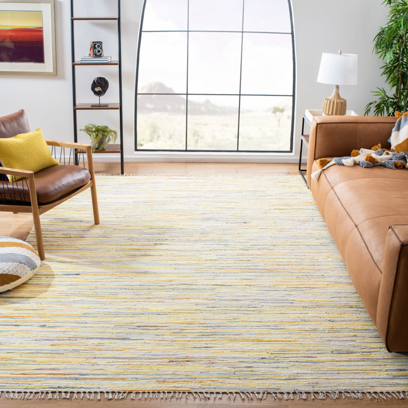 Tapis en coton tissé à la main Burkett, Rectangle de 10 pi x 14 pi