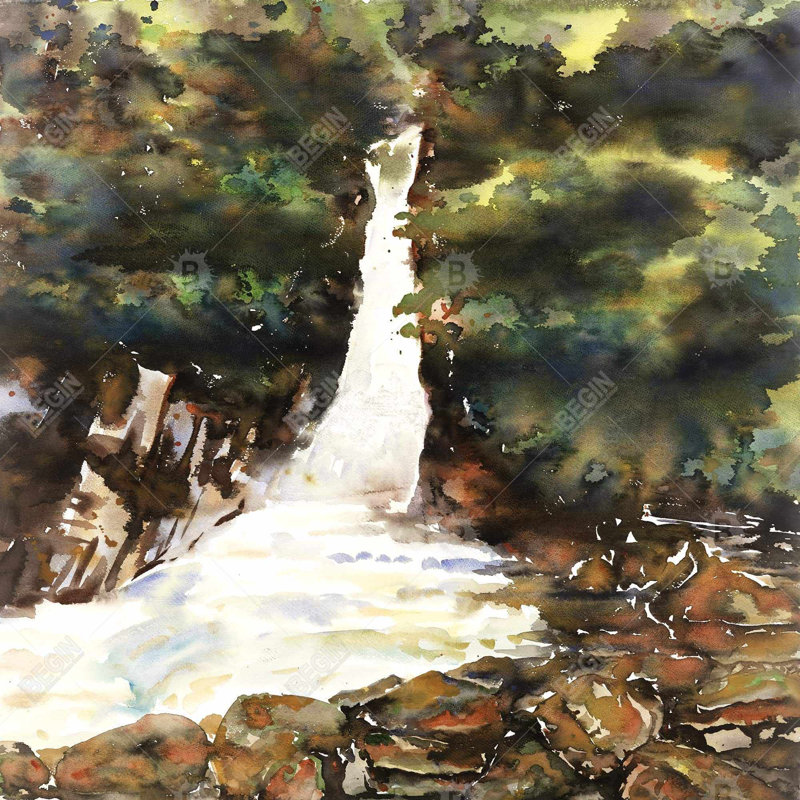 "Cascades aquarelles" sur toile